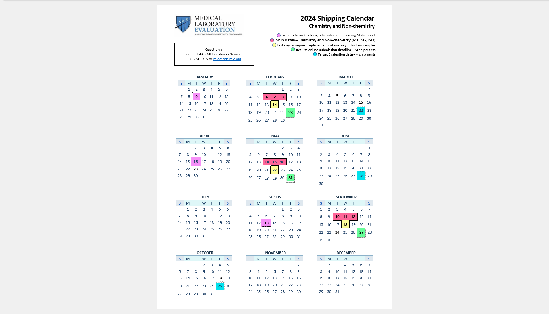 2024 Shipping Schedule
